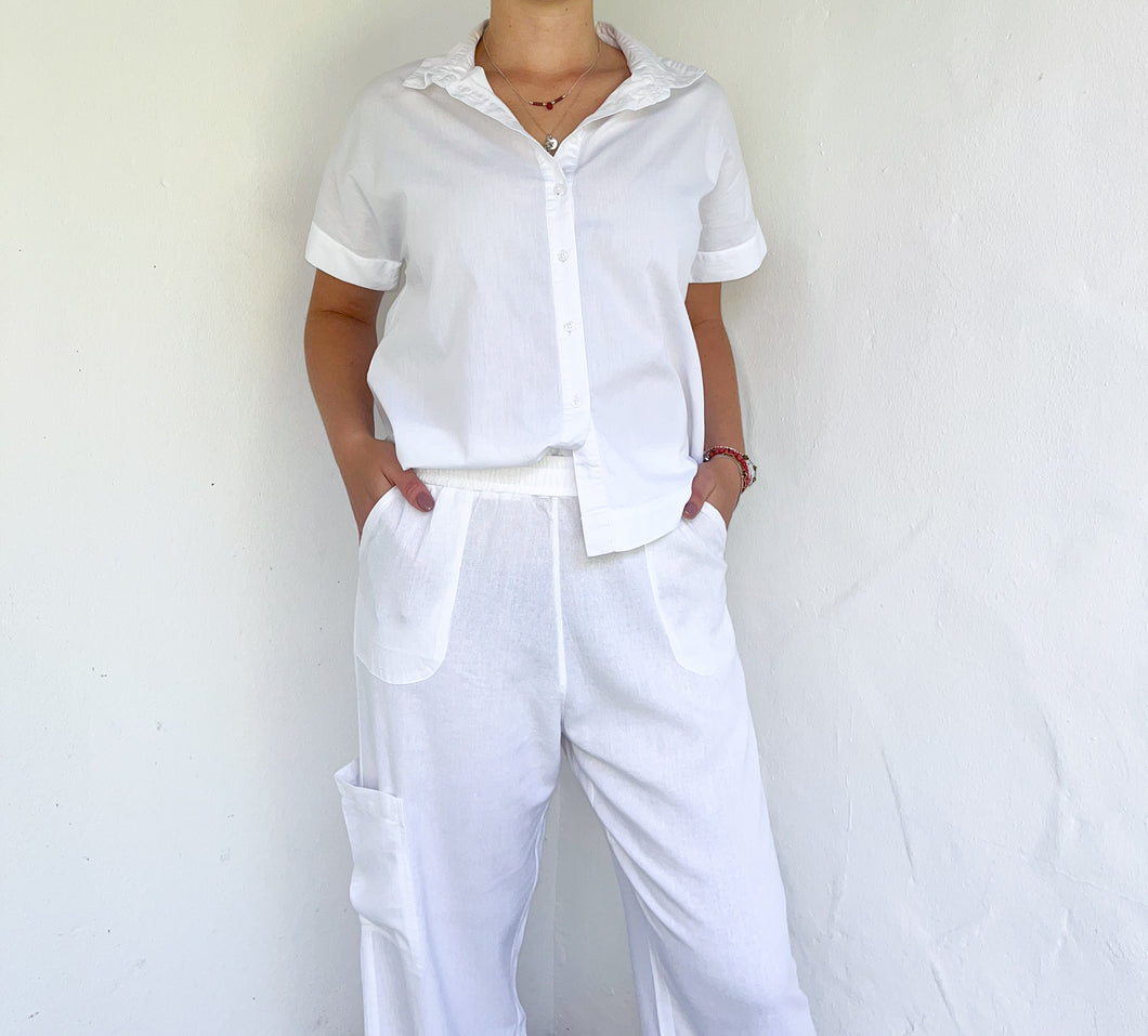 Cargo pants in White Linen Blend