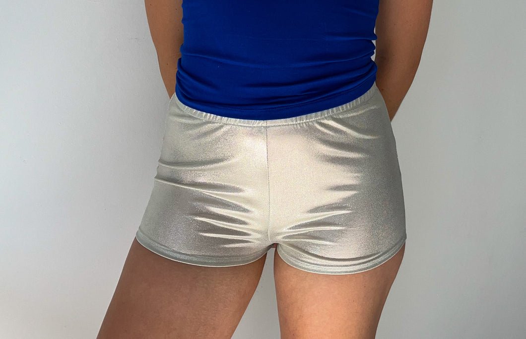 Metallic hot shorts in Silver