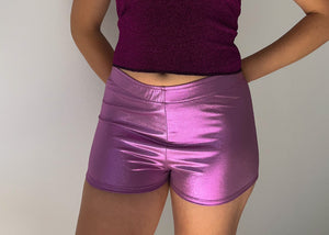 Metallic hot shorts in Lilac