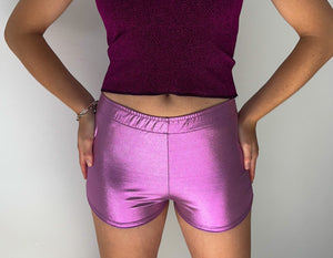 Metallic hot shorts in Lilac